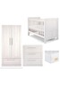 Atlas 4 Piece Cotbed with Dresser Changer, Wardrobe, and Essential Fibre Mattress Set- White image number 1